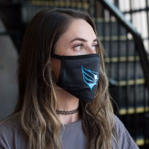 close up of girl wearing eagle beam mask
