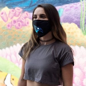 girl wearing eagle beam mask